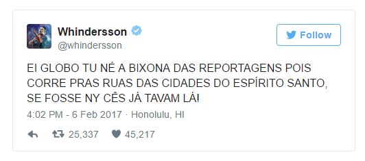 Whindersson Nunes se revolta com cobertura jornalística da Globo sobre Espírito Santo 6