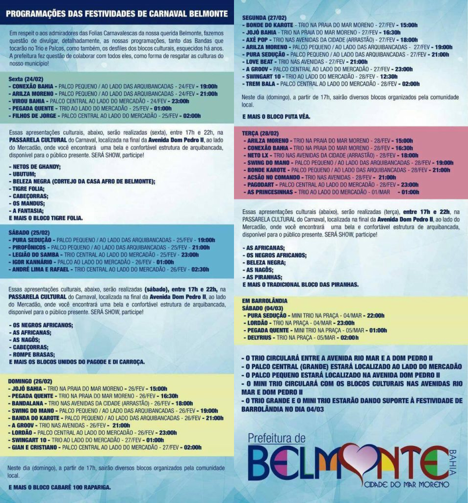 Contradições na programação do Carnaval de Belmonte 2017 6