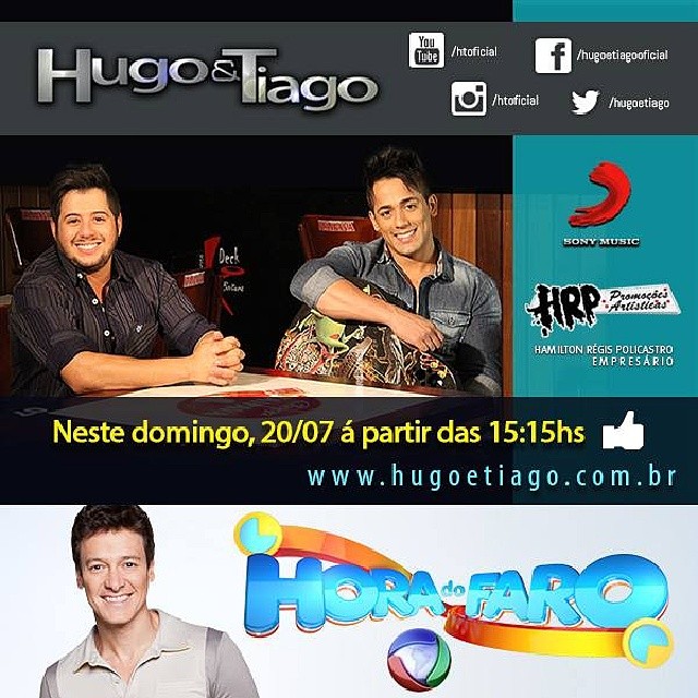 Hugo e Tiago mais executadas em emissoras de rádios de todo Brasil 13