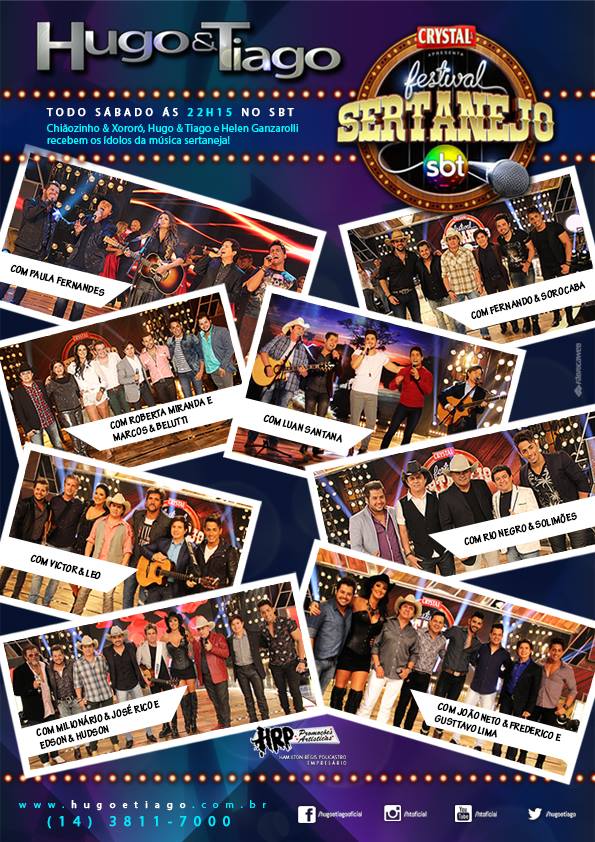 Hugo e Tiago mais executadas em emissoras de rádios de todo Brasil 8