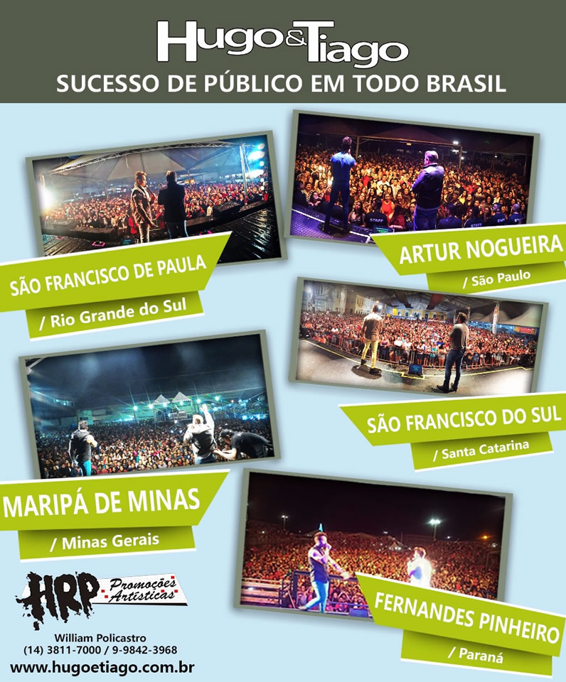 Hugo e Tiago mais executadas em emissoras de rádios de todo Brasil 17