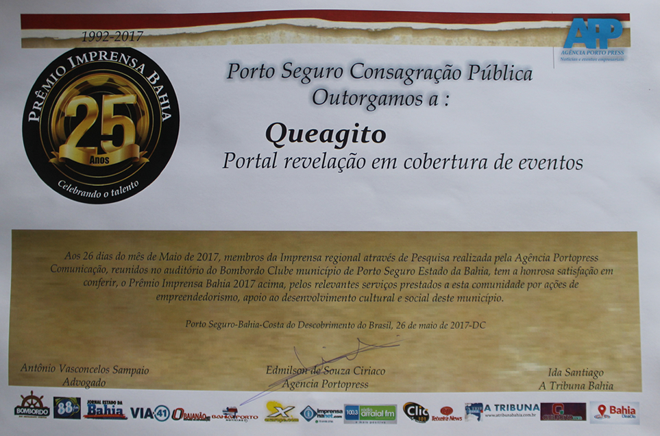 Queagito recebe Prêmio Imprensa 2017 em evento realizado em Porto Seguro 6