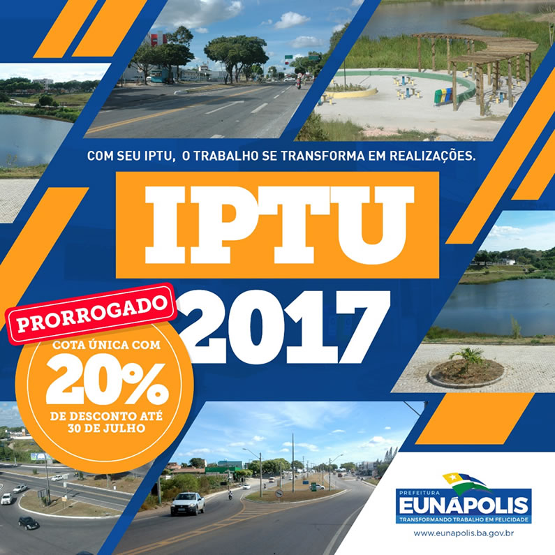 Eunápolis: IPTU em cota única poderá ser pago até 30/07 5