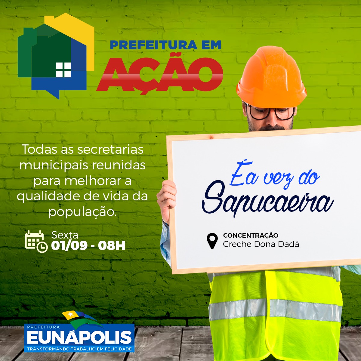 Prefeitura em Ação acontecerá nesta sexta-feira (01/09) no bairro Sapucaeira 33