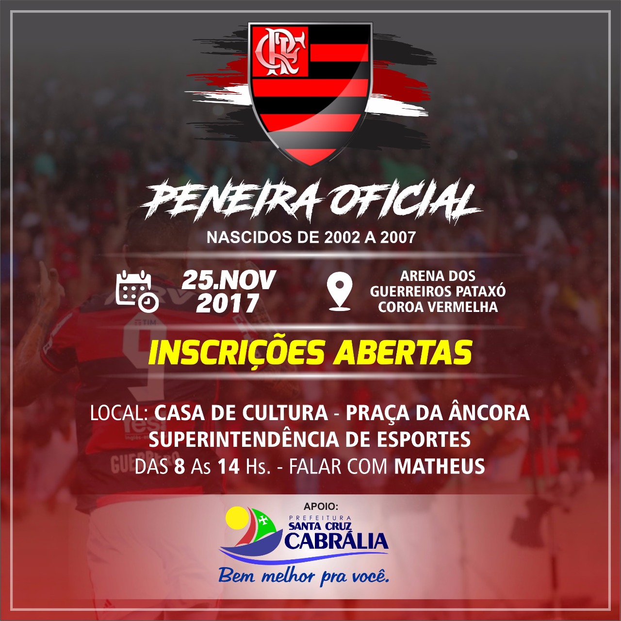 Flamengo faz peneira em Cabrália dia 25 5