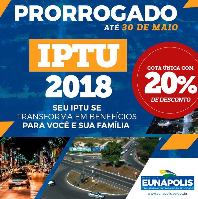 Prazo para pagamento do IPTU com 20% de desconto acaba dia 30/05 5