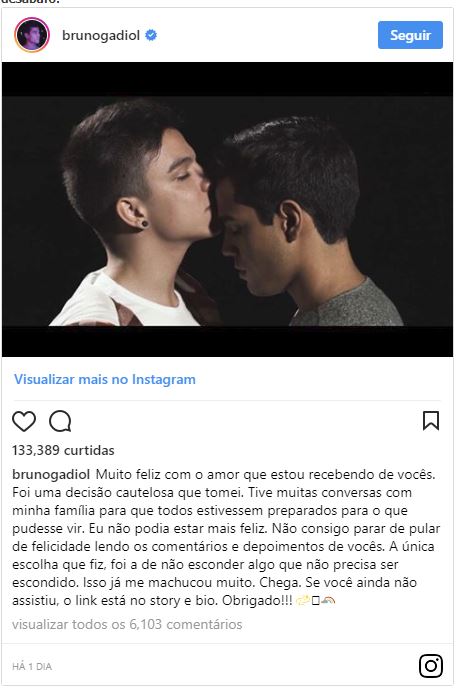 Ex-'Malhação', Gadiol agradece apoio após se assumir gay e posar com namorado 14