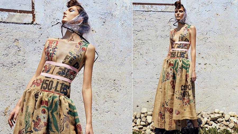 Vestido feito com saco de café brasileiro e cristais vence prêmio em Milão 5