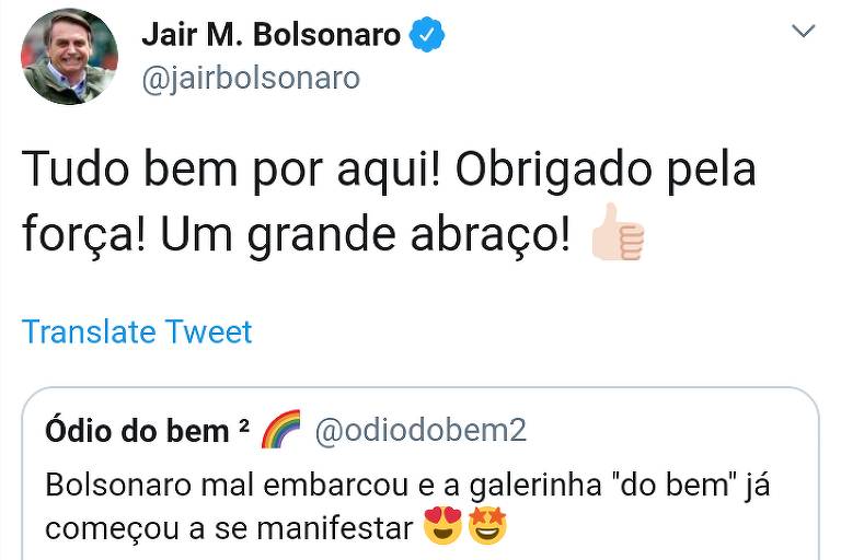 'Tudo bem', diz Bolsonaro em resposta a brincadeira sobre queda de avião 7