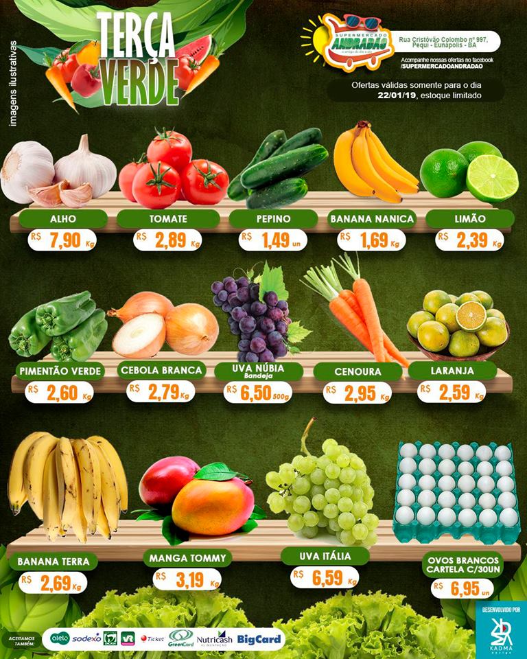 Confiram as ofertas desta terça verde! 21 a 23/01/19 – Supermercado Andradão 5