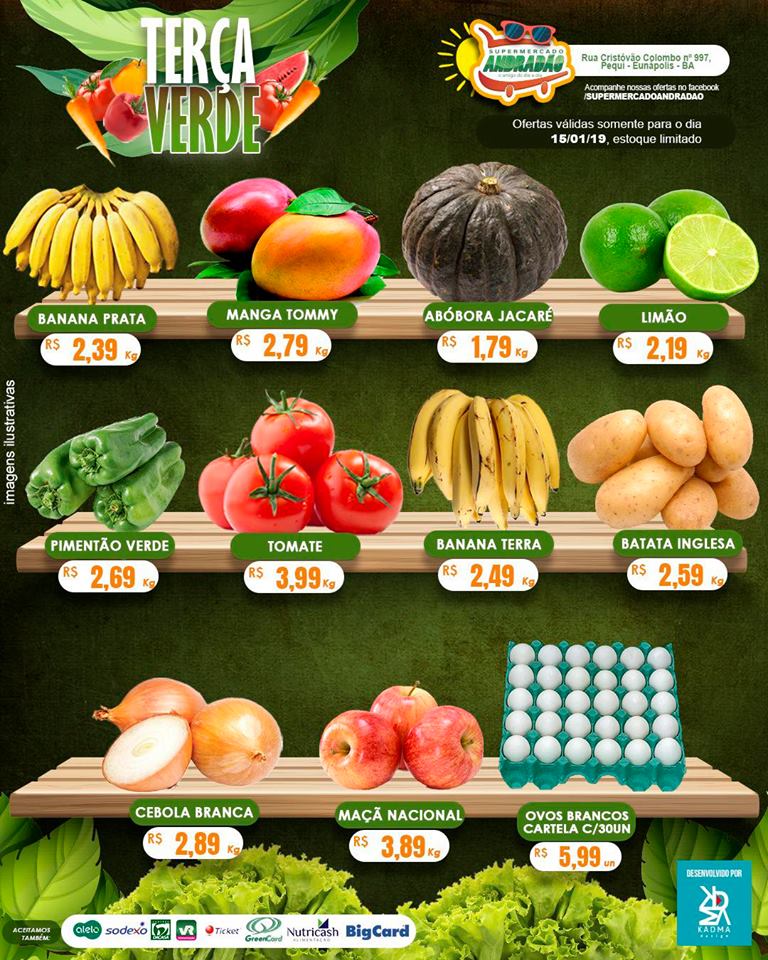 Confiram as ofertas desta terça verde! 15 a 16/01/19 – Supermercado Andradão 5