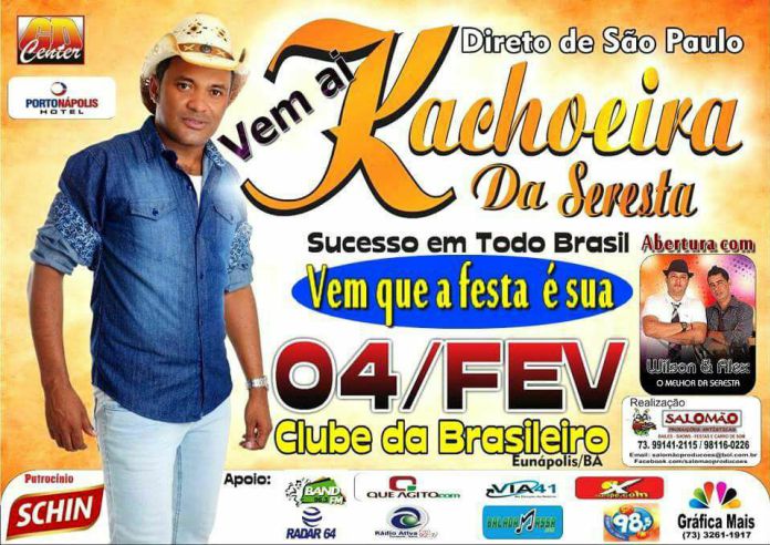 Kachoeira da Seresta no Clube da Brasileiro será no próximo dia 04 14