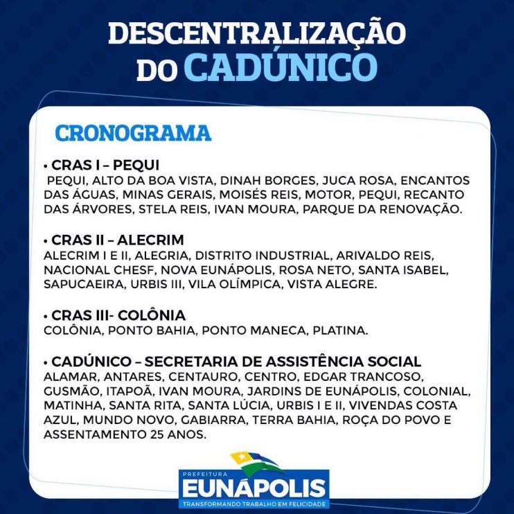 Atendimentos do Cadastro Único são descentralizados em Eunápolis 4