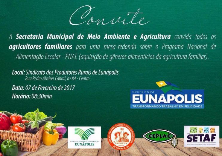 Secretaria de Agricultura realizará palestra sobre o PNAE 8