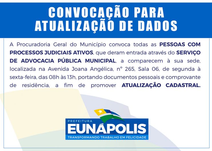 Advocacia Pública Municipal convoca para atualização de dados em Eunápolis 9