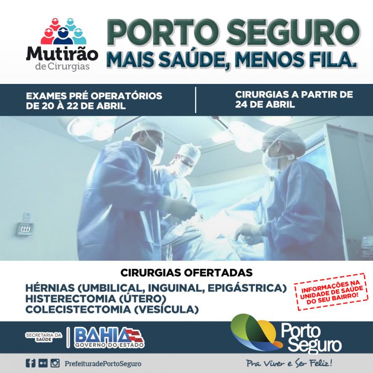 Mutirão de Cirurgias eletivas chega a Porto Seguro e região 7