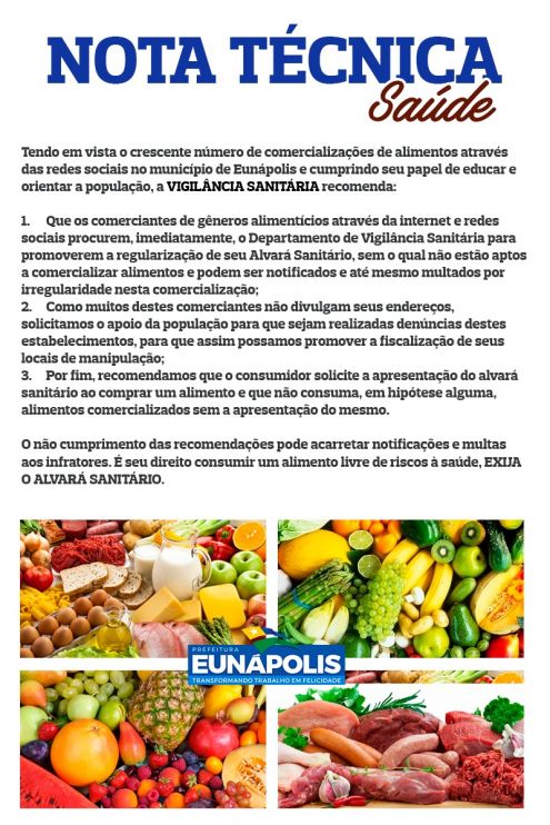 Eunápolis combate comercialização de alimentos pela internet sem Alvará Sanitário 12