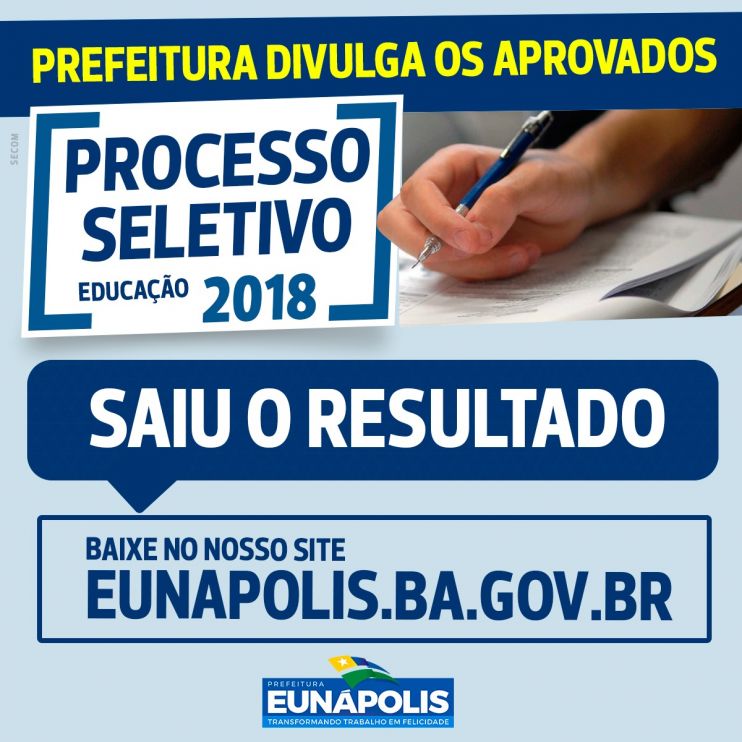 Prefeitura de Eunápolis divulga resultado do Processo Seletivo 001/2018 4