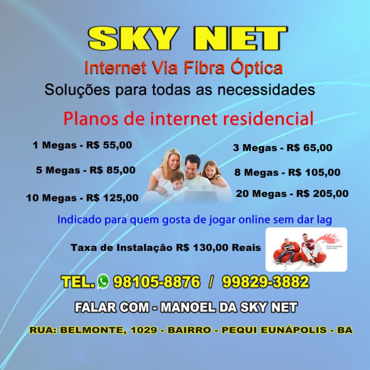 Sky Net Internet Via Fibra óptica - Planos para Residencial 6