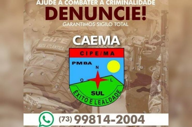 Caema anuncia WhatsApp para Disque-Denúncias 4