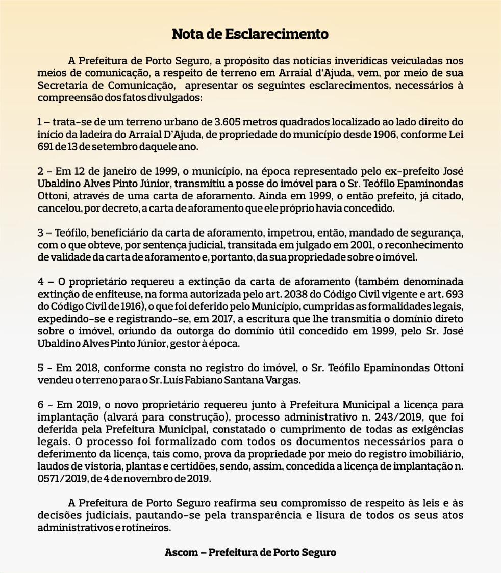 Nota de Esclarecimento sobre o 'Mangueiro da Santa' no Arraial D’Ajuda 5