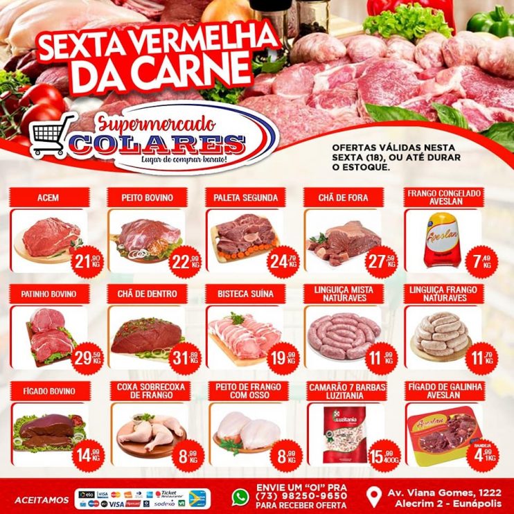 Nesta Sexta Vermelha da Carne temos ofertas imperdíveis! Confiram!!!!.SUPERMERCADO COLARES “Lugar de Comprar Barato! 8