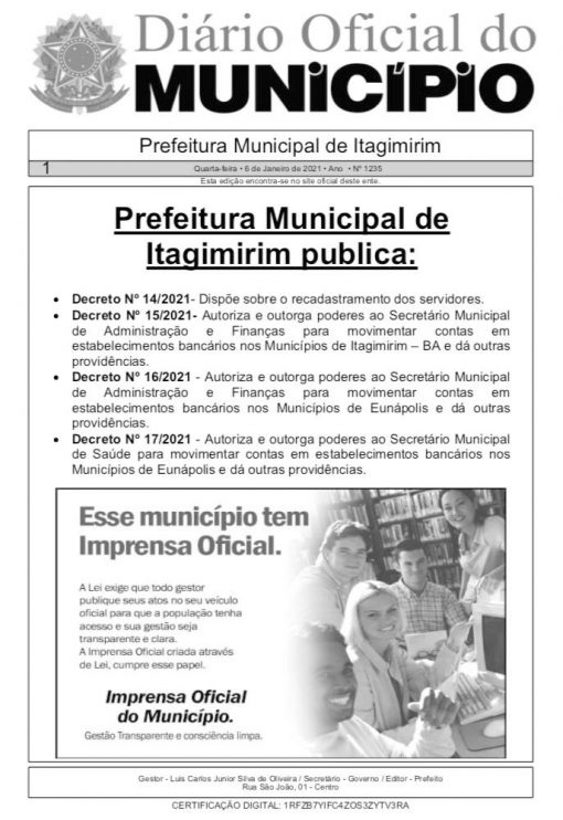 Governo Municipal de Itagimirim inicia recadastramento dos servidores 6