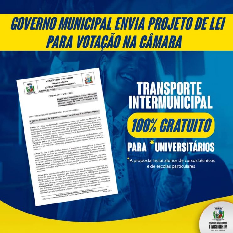 Governo de Itagimirim envia proposta de Lei que propõe gratuidade no transporte escolar intermunicipal. 6