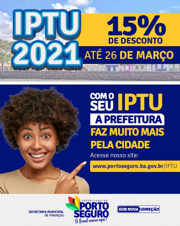 Porto Seguro: Contribuintes já podem pagar IPTU 2021 com desconto 10