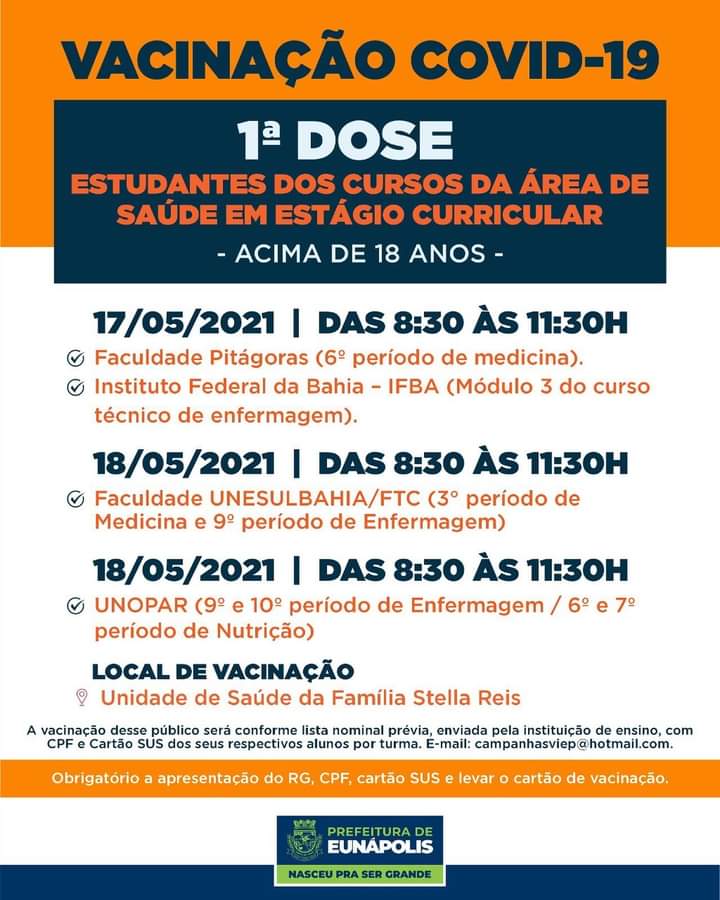 Eunápolis: Vacina contra Covid-19 (1ª dose comorbidades / dia 17 de maio) 24