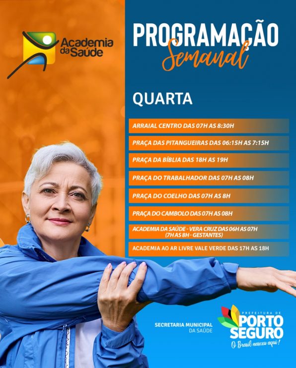 Porto Seguro: Programação Semanal da Academia da Saúde 4