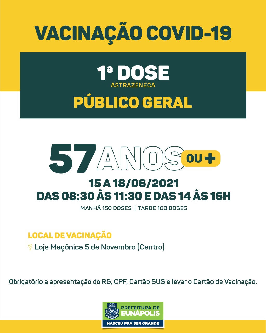 Eunápolis: Secretaria de Saúde informa o cronograma da semana de vacinação contra à Covid-19 13