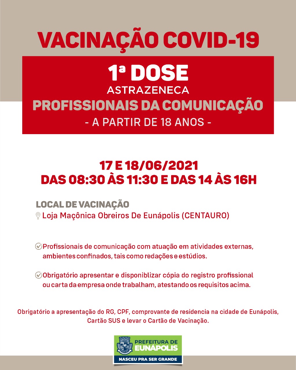 Eunápolis: Secretaria de Saúde informa o cronograma da semana de vacinação contra à Covid-19 14