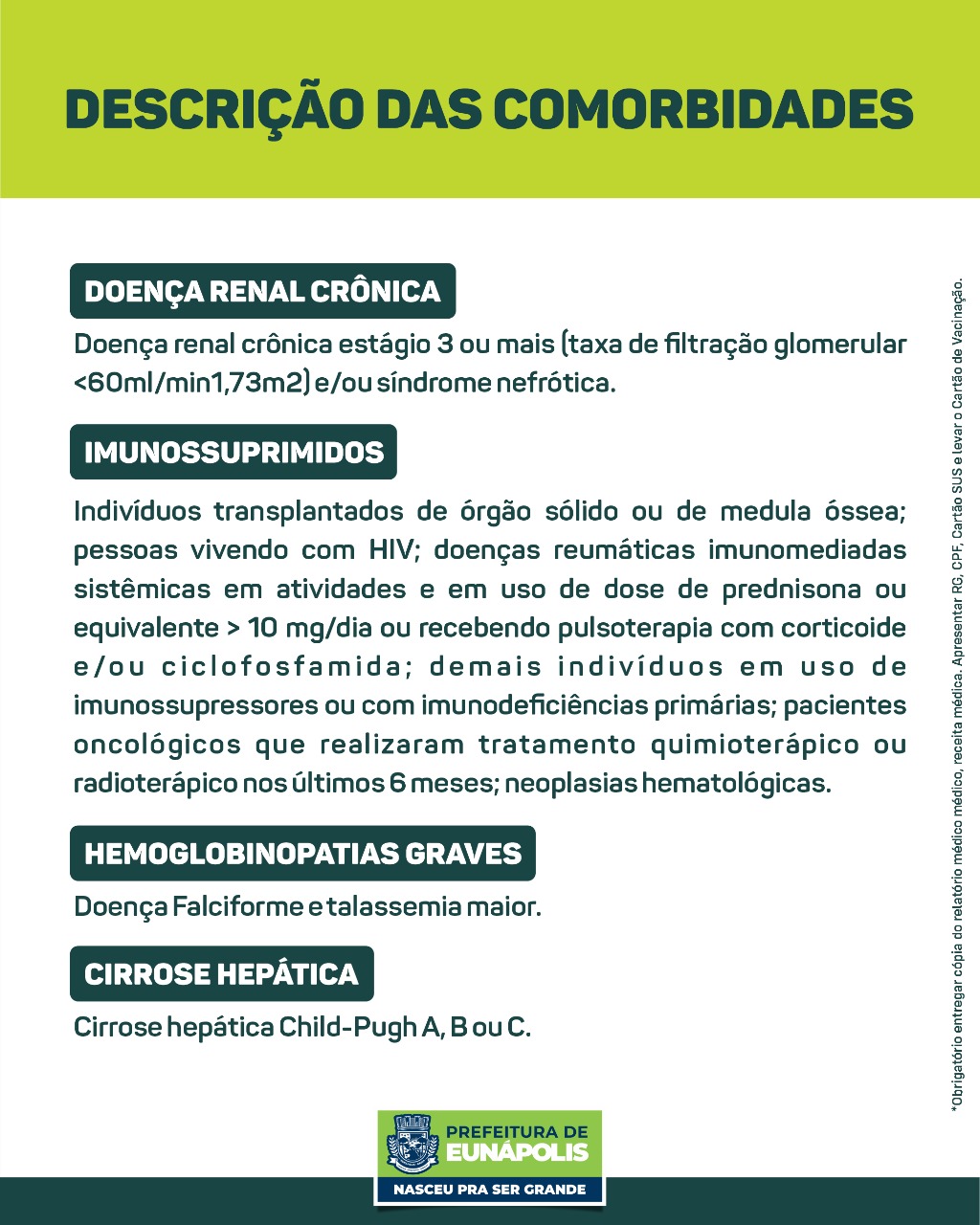 Eunápolis: Secretaria de Saúde informa o cronograma da semana de vacinação contra à Covid-19 5