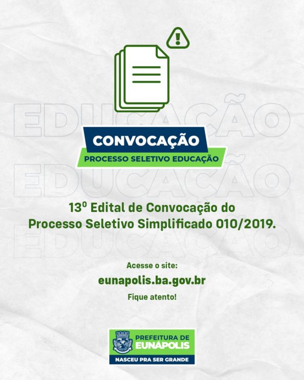 Município de Eunápolis faz convocação aos seletivados da Educação 8