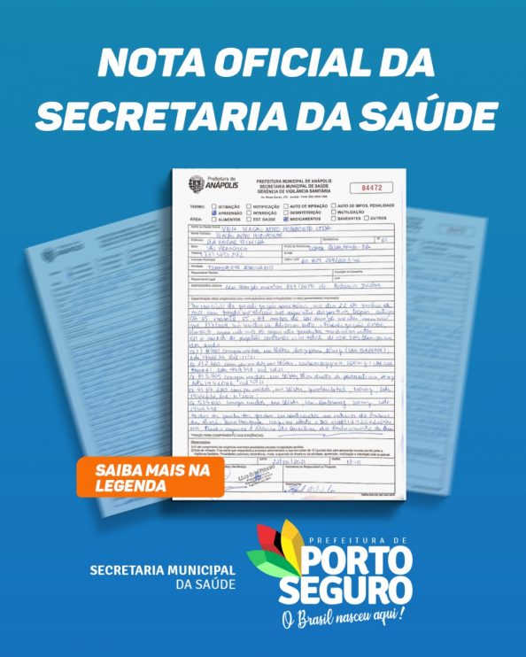 PORTO SEGURO: NOTA OFICIAL DA SECRETARIA DA SAÚDE 4