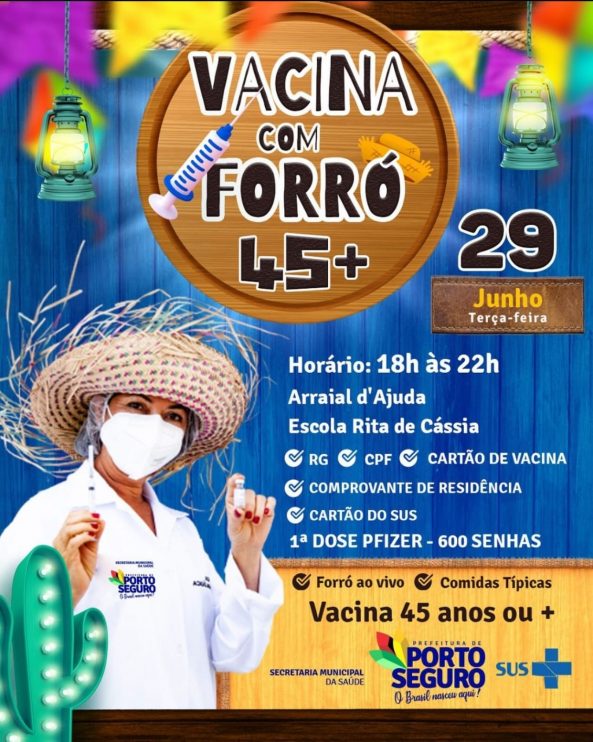 Porto Seguro: VACINAÇÃO CONTRA A COVID-19 dia 29 de junho 9