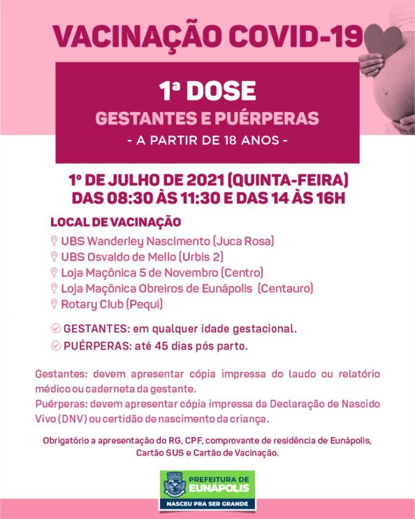 Eunápolis: Cronograma de vacinação contra à Covid-19 – 01/07/2021 5