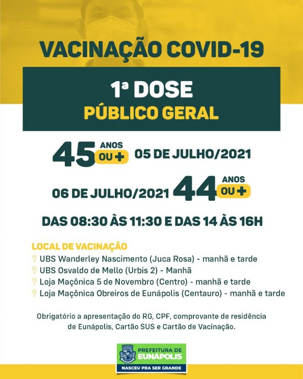 Eunápolis: Cronograma de vacinação contra à Covid-19 – 05 e 06 de Julho/2021 9
