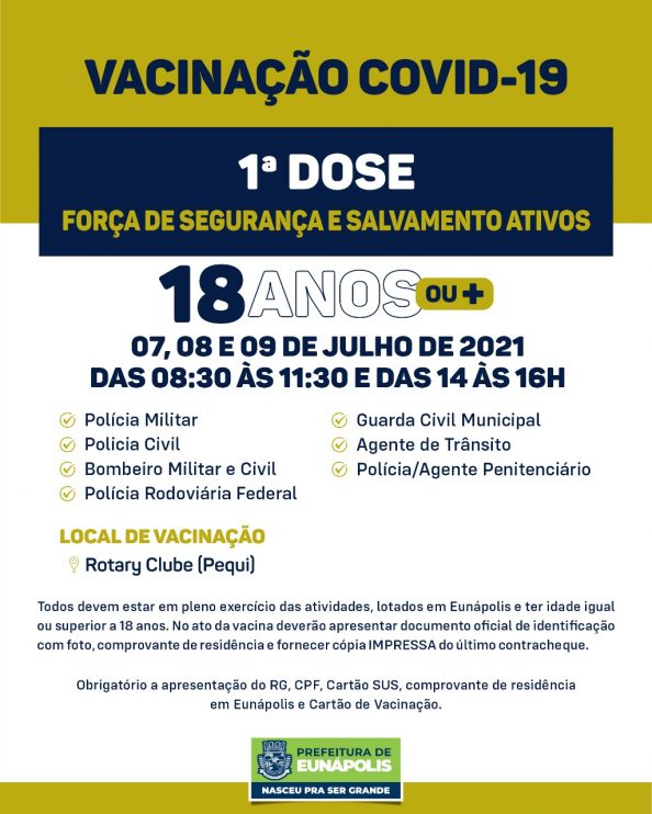 Eunápolis: Cronograma de vacinação contra à Covid-19 – 07 a 09 de Julho/2021 8
