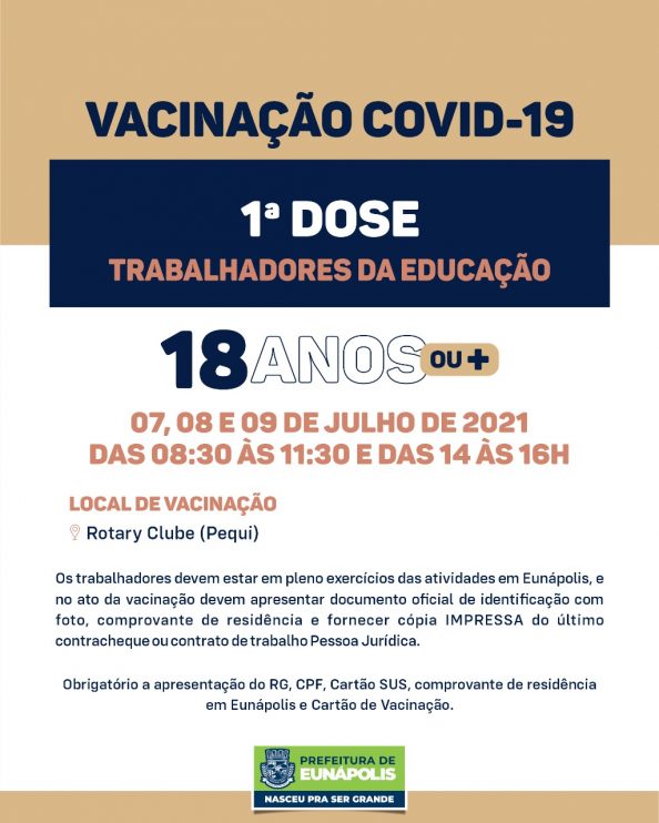 Eunápolis: Cronograma de vacinação contra à Covid-19 – 07 a 09 de Julho/2021 9