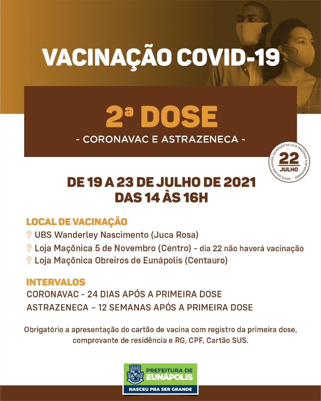 Eunápolis: Cronograma de vacinação contra à Covid-19/ 19 a 23 de Julho/2021 9