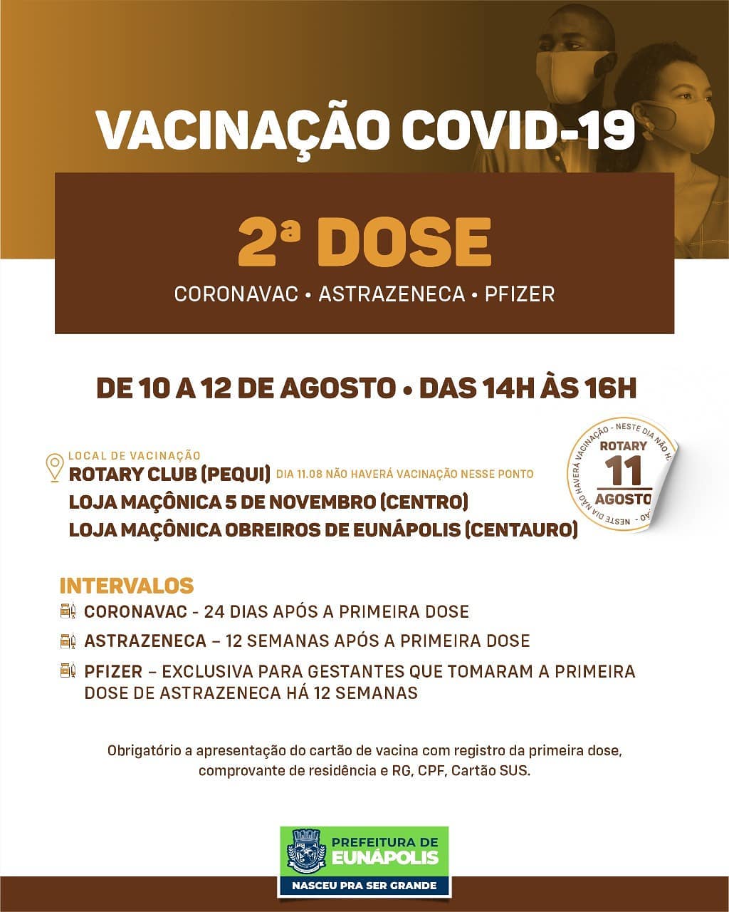 Eunápolis: Cronograma de vacinação contra à Covid-19: ( 12 de Agosto/2021) 7