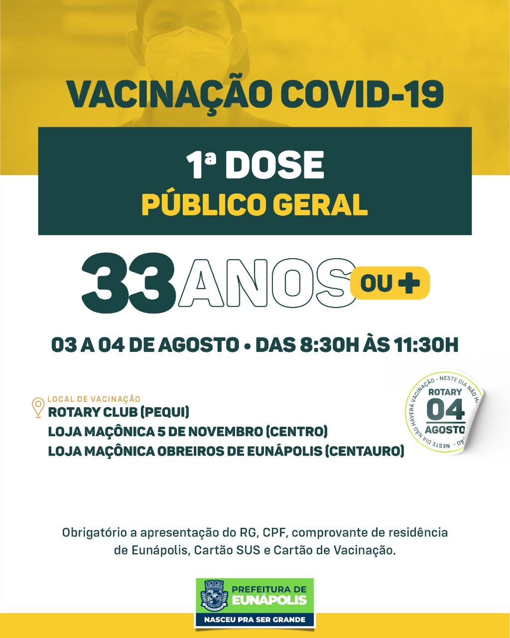 Eunápolis: Cronograma de vacinação contra à Covid-19: 03 a 06 de Agosto/2021 5