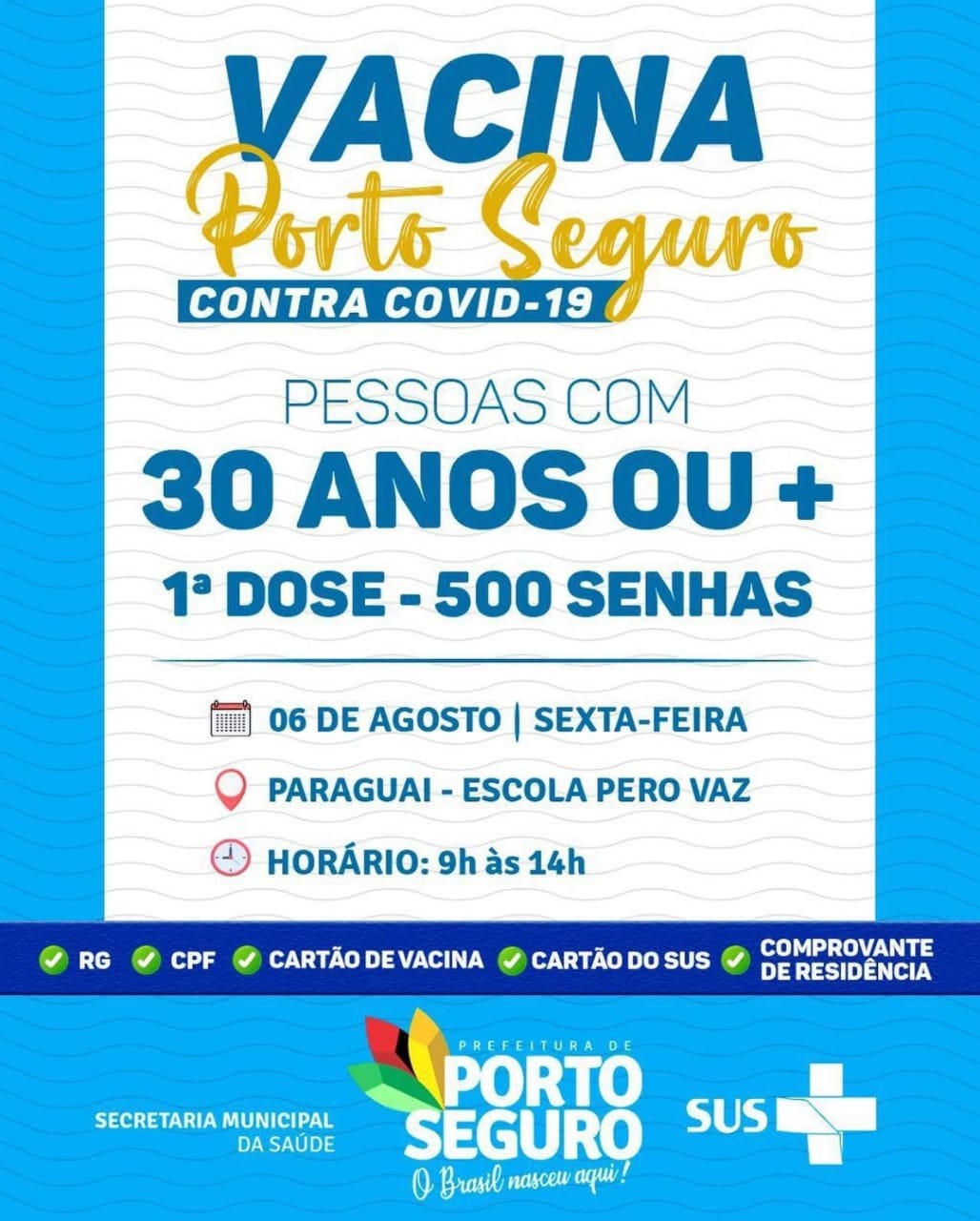 Porto Seguro: Cronograma de Vacinação contra a Covid-19 (de 05 a 06 de agosto) 10