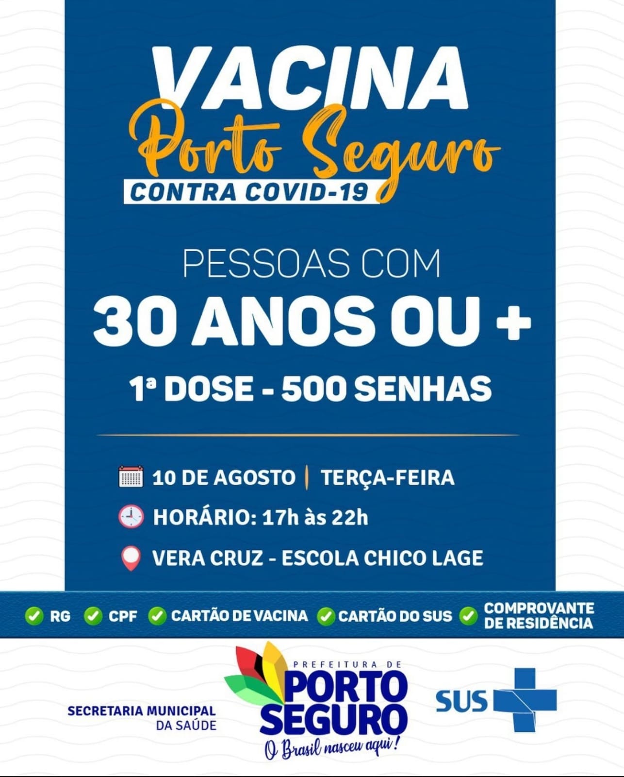 Porto Seguro: Cronograma de Vacinação contra a Covid-19 (de 09 a 10 de agosto) 10