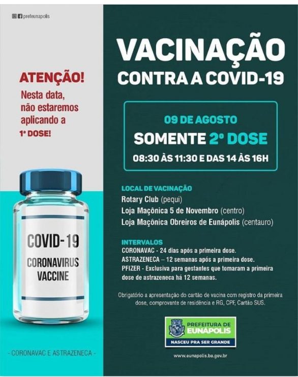 EUNÁPOLIS: VACINAÇÃO COVID-19: 2ª DOSE ASTRAZENECA E CORONAVAC 4