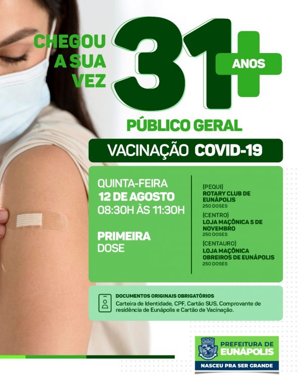 Eunápolis: Cronograma de vacinação contra à Covid-19: ( 12 de Agosto/2021) 5