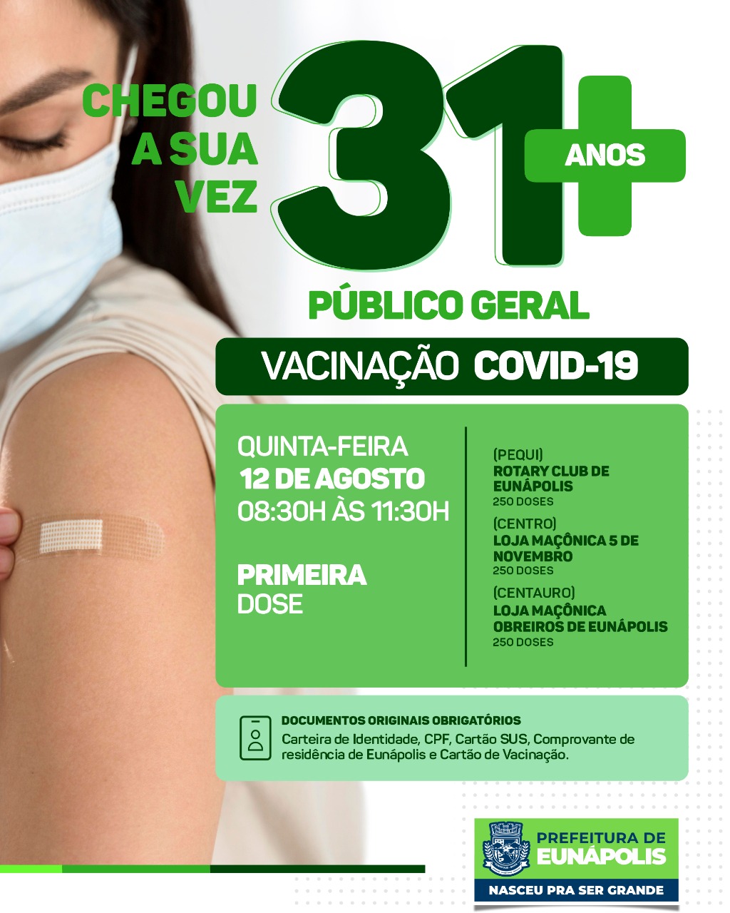 Eunápolis: Cronograma de vacinação contra à Covid-19: ( 12 de Agosto/2021) 7