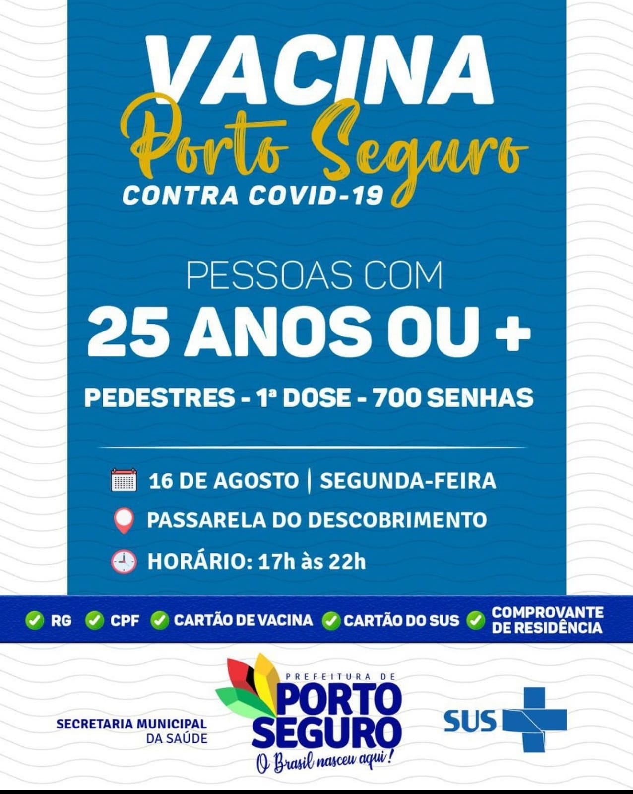 Porto Seguro: Cronograma de Vacinação contra a Covid-19 (de 16 de agosto) 6